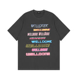 We11done T Shirt Fashion Brand Letter Color Graffiti Printed Men's and Women's Short Sleeve