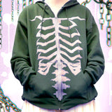 Skull Hoodie Halloween Skull Printed Jacket Coat Long Sleeve Zipper Sweater