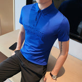 Men Polo Shirts Slim-Fit Lapel Short-Sleeved T-shirt