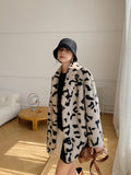 Women Dalmatian Coat Marten Overcoats Imitated Mink Leopard Print Women