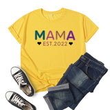 Boy Mama T Shirt Mama Est Printed Short Sleeve round Neck T-shirt