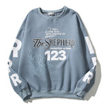 Rrr123 Sweatshirt Distressed Blue round Neck Casual Sweatshirt Men and Women