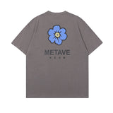 Men T Shitrs Flower Print round Neck Loose Short Sleeves