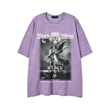 Man Tees Washed Old Painting Design Summer Short Sleeve T-shirt