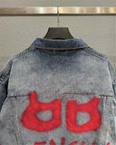 Spray Painted Jacket Autumn and Winter Graffiti Printing Coat Denim Jacket