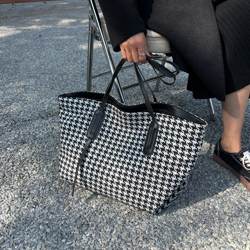 The Teacher Tote Plaid Large Capacity Shoulder Underarm Tote Bag Bao Xin Autumn and Winter Crossbody Women's Bag