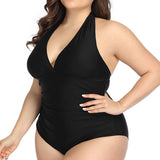 Women Plus Size Swimwear One-Pieces Halter Lace-up Slimming and Fashionable Swimsuit