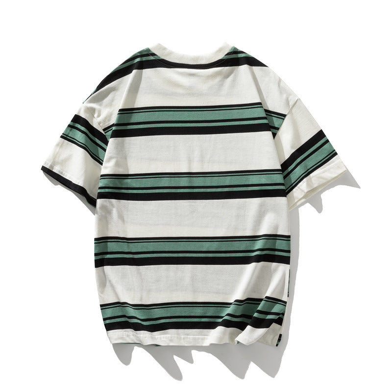 Man Summer T Shirt Striped Half Sleeve