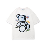 Men's T-shirt Bear Printed Short-Sleeved T-shirt Men's Hip Hop Loose Trendy Half-Length Sleeves