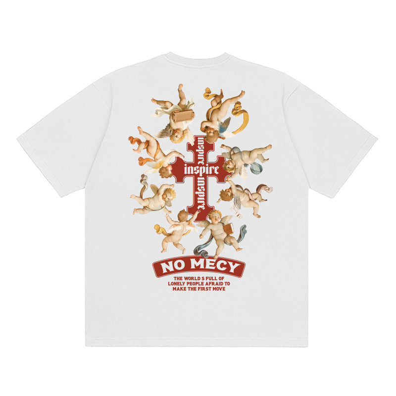 Present Angel T Shirt Spring and Summer Print Top High Street Men and Women Loose