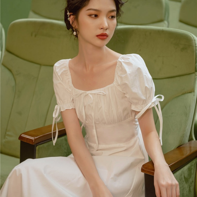 Women Cotton Core Dress White Dress Slim White Dress Skirt