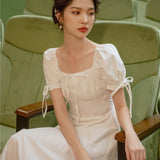 Women Cotton Core Dress White Dress Slim White Dress Skirt