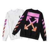Off White Sweatshirts Long Sleeve round Neck Neck Sweater Autumn and Winter Pink Gradient Arrow Pattern round Neck Pullover Terry Sweater