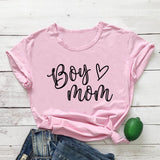 Boy Mama Hoodie Mother's Day Boy Mom Letter Heart Printing round Neck T-shirt