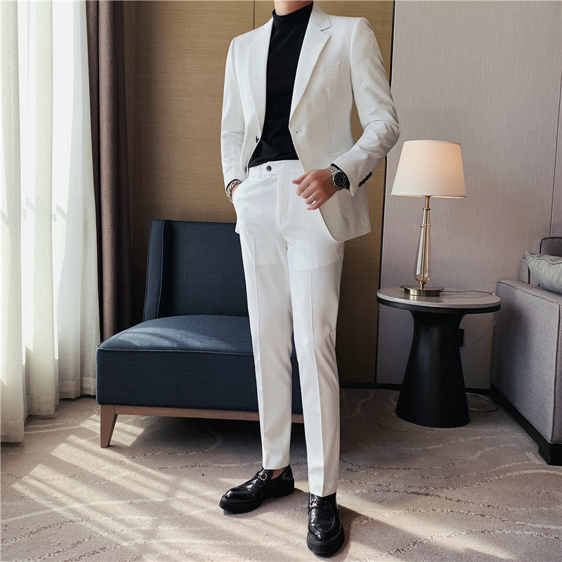 Seersucker Suit Two-Button Suit Men's Slim Fit Suit Two-Piece Suit