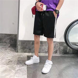Summer Men Shorts Slim-Fit Striped Casual Pants Straight Sports Pants