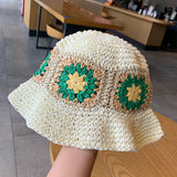 Straw Hat Flower Hand-Woven Straw Hat for Women