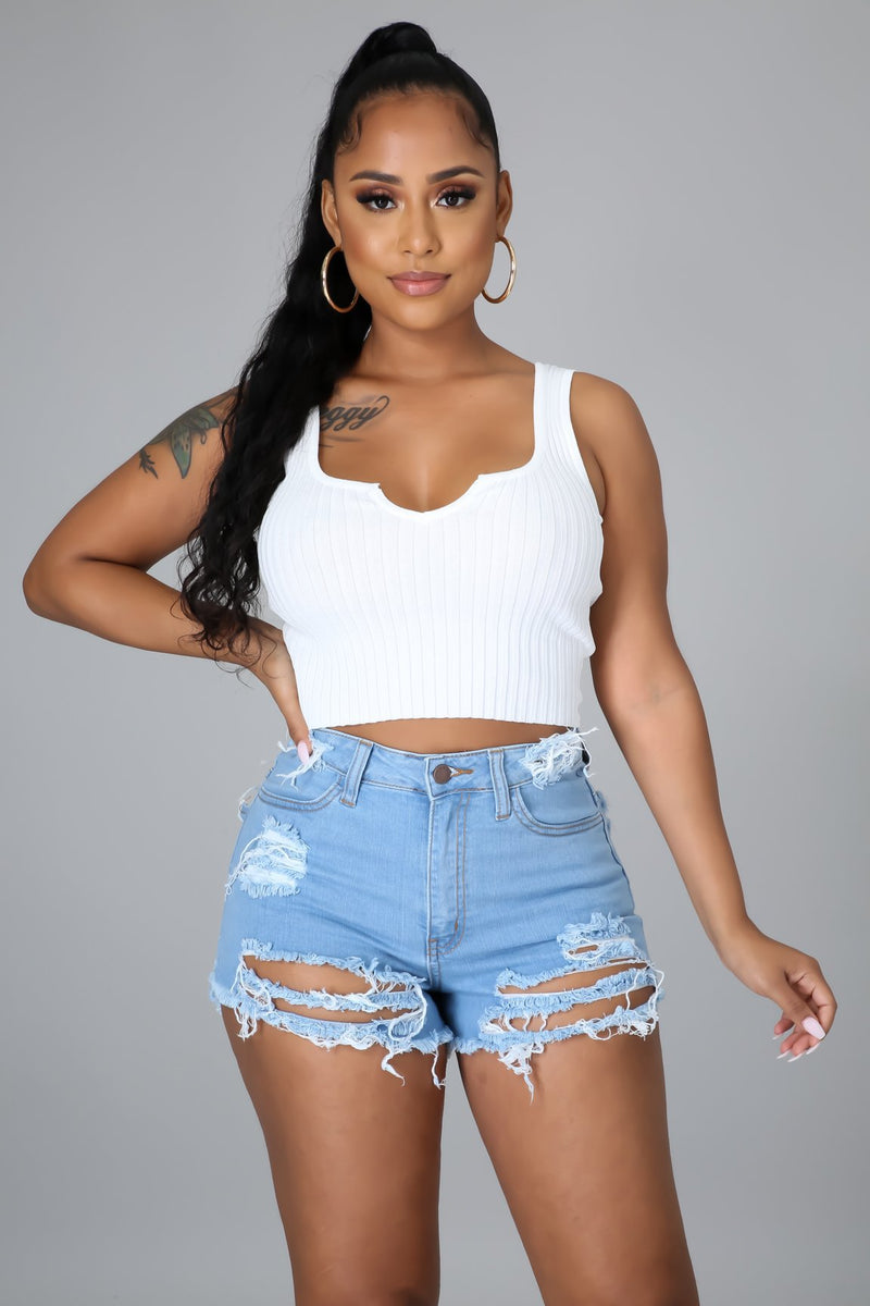 Women Distressed Denim Shorts Worn Ripped Stretch Denim Shorts