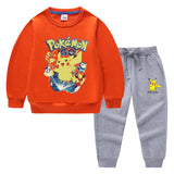 Children Pokemon Pikachu Hoodie & Pant Set Two-Piece Baby Cotton Sweater Set