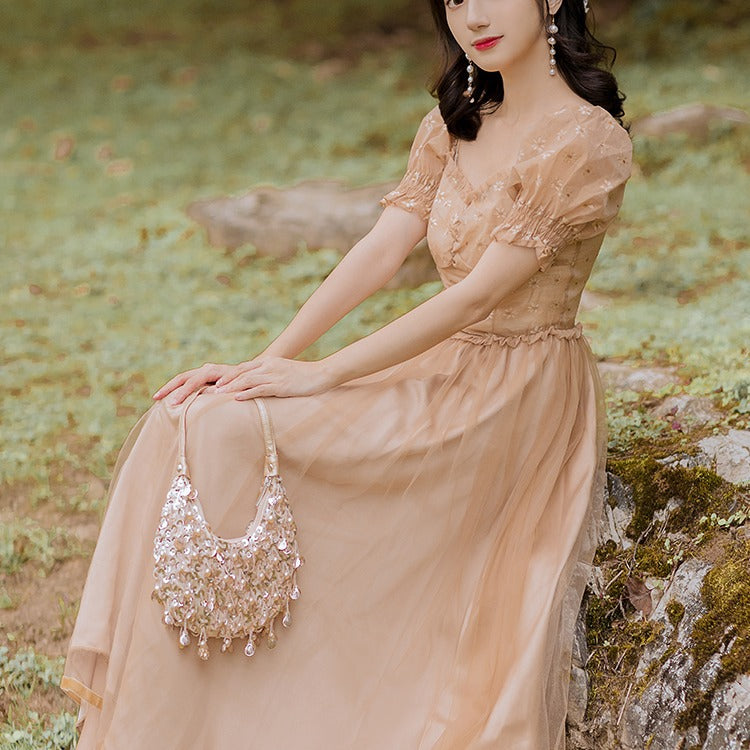 Women Cottagecore Dress Square Collar Dress Summer