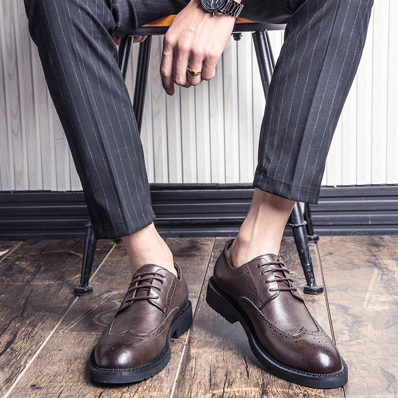 Indo Western Shoes Leather Shoes Men Brogue British Casual plus Size Youth Suit Wedding Shoes Men's Shoes