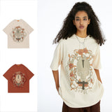 Man Tees Skull Rose Design Short Sleeve T-shirt