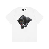 Panther Vlone Shirt Summer Black Leopard Print Loose Short Sleeve T-shirt