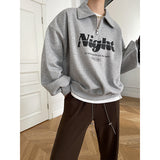 Diana Harvard Sweatshirt Zipper Polo Collar Letter Profile Sweater