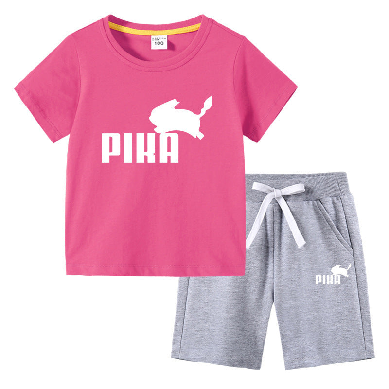 Children Pokemon Pikachu Tshirts & Shorts Cotton Short Sleeve Shorts Two Pieces Neutral