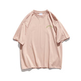 Letter Printed round Neck Short Sleeve T-shirt Men's Summer Hip Hop Loose Couple Half Sleeve