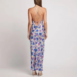 Spring and Summer Women's Sexy Print Backless Strap Dress