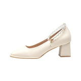 Nude Chunky Heel French Vintage Mary Jane Chunky Heel Shoes