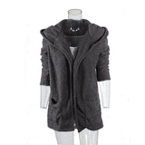 Women Sherpa Jacket Autumn and Winter Hooded Double-Sided Wear Mid-Length Cardigan Top Sweater Fall Winter Coat