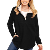 Women Sherpa Jacket Casual Long Sleeve Loose Pockets Wool Pullover Top for Women