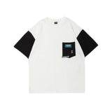 Men T Shirt Summer Casual Tops Contrast Stitching Short Sleeves T-shirt Men's round Neck Half Sleeve Harajuku Style Trend Multicolor Half Sleeve