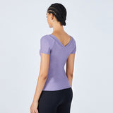 Moisture Wicking Shirts Spring/Summer Sports T-shirt V-neck Running Training Undershirt for Women