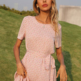 Beth Dutton Bohemian Dress Summer Spring Midi Dresses Summer Floral Backless round Neck Short Sleeve Sexy Dress