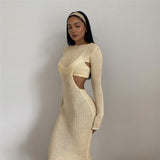 Women Top & Skirt 2 Piece Set Autumn and Winter Vest round-Neck Long-Sleeved Dress Two-Piece Set