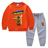 Children Pokemon Pikachu Hoodie & Pant Set Two-Piece Baby Cotton Sweater Set
