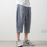 Linen Pants Straight Leg Pants Drawstring Lightweight Elastic Beach Pants Summer Solid Color Breathable Linen Loose Casual Pants