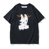 Off White T Shirt Spring/Summer Graffiti Short Sleeve Ow Hand Spray Arrow Print Tshirt Unisex Cotton Owt