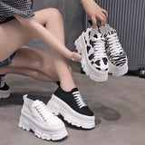 Cow Print Hey Dude Shoes Cow Pattern Canvas Shoes Women's Lace-up Height Increasing Insole Casual Sneakers