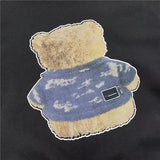 We11done Hoodie Bear round Neck Loose Casual Men and Women round-Neck Pullover