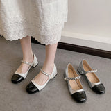 Nude Pumps Block Heel Mary Jane Shoes Chunky Heel Shoes