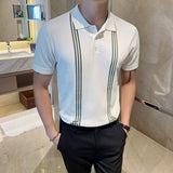 Men Polo Shirts Slim Fit Stretch Polo Collar Top T-shirt