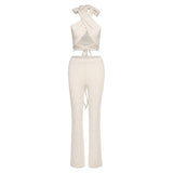 Women Top & Pant 2 Piece Set Spring Slim-Fitting Pants Casual Suit