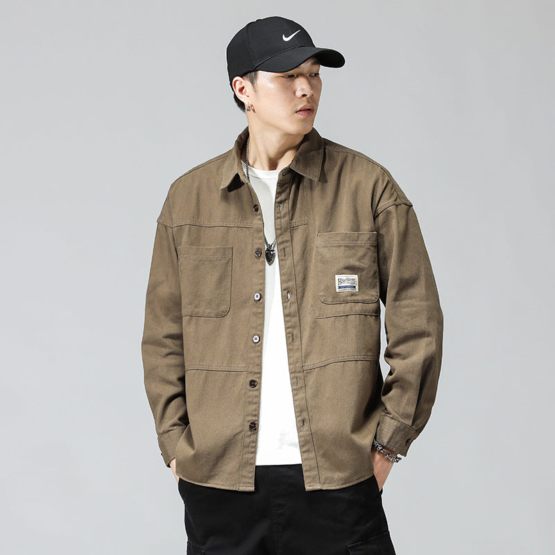 Work Shirts Coat Men's Clothing Spring and Autumn Design Long Sleeve Shirt Outer Wear