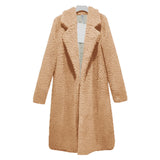 Women Sherpa Jacket Autumn Winter Cotton-Padded Coat Ladies' Lamb Wool Winter Mid-Length Berber Fleece Coat