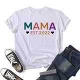 Boy Mama T Shirt Mama Est Printed Short Sleeve round Neck T-shirt