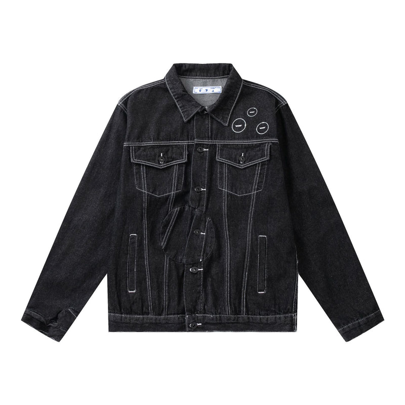 Off White Winter Coat Autumn and Winter Off Arrow Pattern Casual Denim Jacket